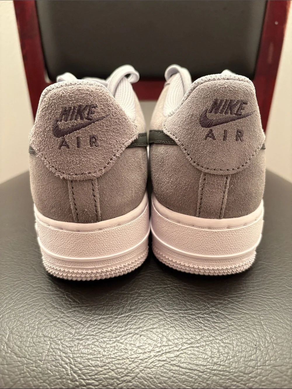 New Boys Nike Air Force 1 ESS+ Low Sneakers - Light Gray & Dark Gray Swoosh 6Y